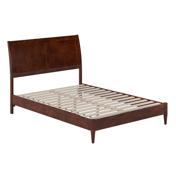 AFI Valencia Full Solid Wood Low Profile Sleigh Platform Bed in Walnut