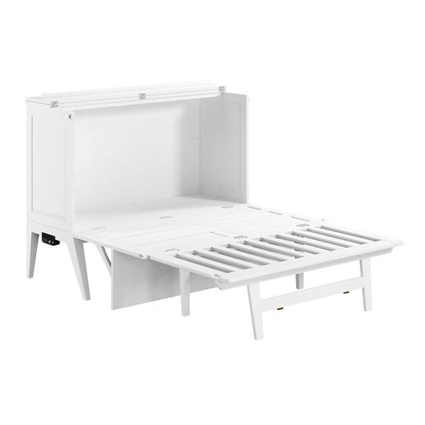 AFI Northampton Full-Size Murphy Bed Desk with Mattress and Built in Charging in White