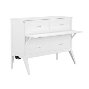 AFI Northampton Full-Size Murphy Bed Desk with Mattress and Built in Charging in White