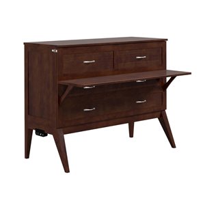 AFI Northampton Full-Size Murphy Bed Desk with Mattress and Built in Charging in Walnut