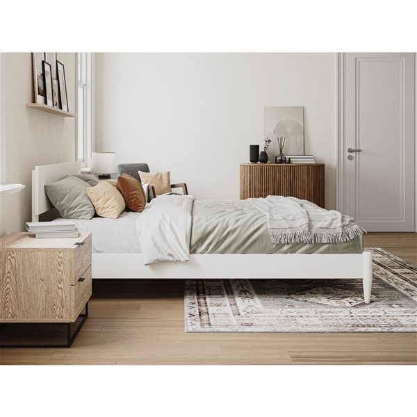 AFI Aria Queen Solid Wood Modern Low Profile Platform Bed in White