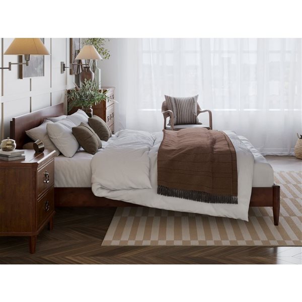 AFI Aria King Solid Wood Modern Low Profile Platform Bed in Walnut