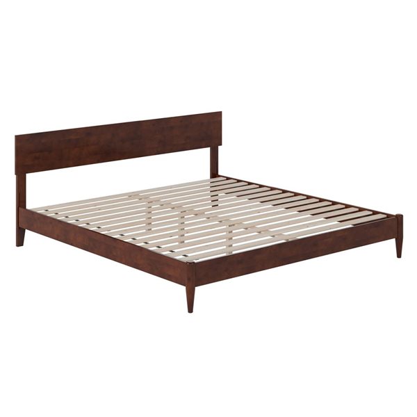 AFI Aria King Solid Wood Modern Low Profile Platform Bed in Walnut