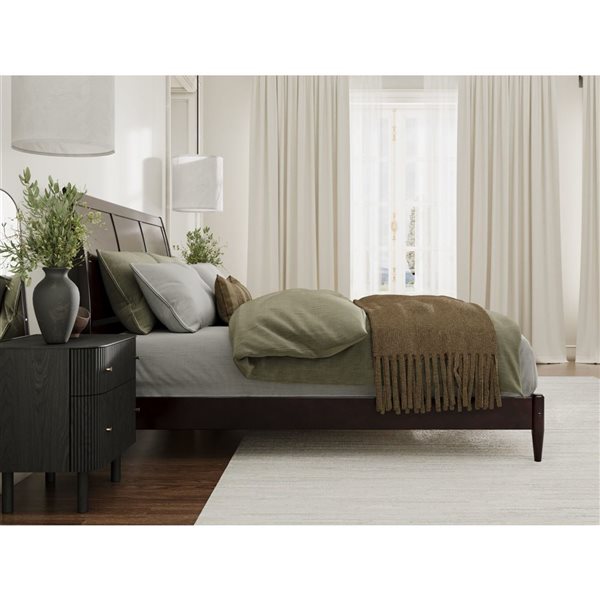 AFI Valencia King Solid Wood Low Profile Sleigh Platform Bed in Espresso