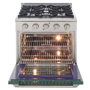 Cuisinière autoportante biénergie propane et convection en acier inoxydable KUCHT 30 po 4,2 pi³, vert