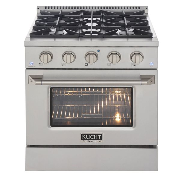 KUCHT 30-in 4 Burners 4.2-ft³ Dual Fuel Stainless Steel Freestanding Range Gas Stove & Electric Oven w/ Convection Oven