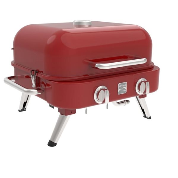 Barbecue de table rétro rouge au gaz propane de Kenmore à 2 brûleurs 14 000 BTU, surface de cuisson de 262 pi²