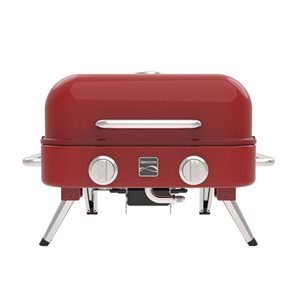 Barbecue de table rétro rouge au gaz propane de Kenmore à 2 brûleurs 14 000 BTU, surface de cuisson de 262 pi²