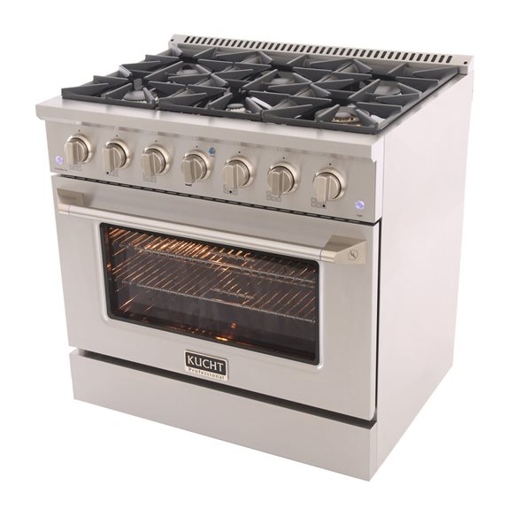 Cuisinière autoportante biénergie propane et électrique en acier inoxydable KUCHT 36 po 5,2 pi³ avec four à convection