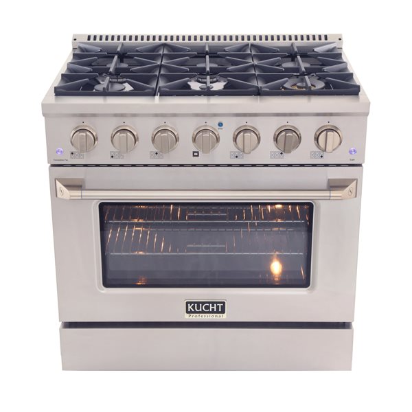 KUCHT 36-in 5.2-ft³ Dual Fuel Stainless Steel Freestanding Range Propane Gas Stove and Electric Oven w/ Convection Oven