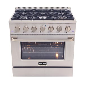 KUCHT 36-in 5.2-ft³ Dual Fuel Stainless Steel Freestanding Range Propane Gas Stove and Electric Oven w/ Convection Oven