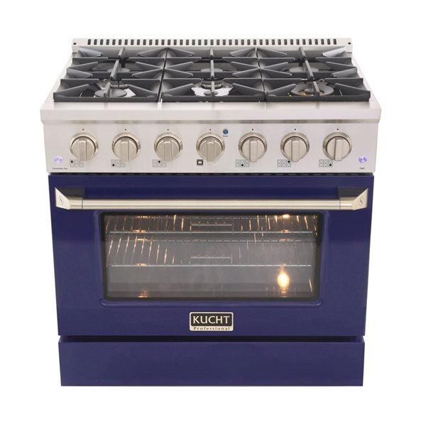 KUCHT 36-in 6 Burners 5.2-ft³ Dual Fuel Freestanding Range Gas Stove and Electric Oven w/ Convection Oven in Blue