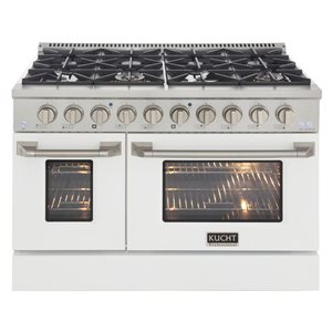 KUCHT 48-in 8 Burners 6.7-ft³ Dual Fuel Freestanding Range for Natural Gas w/ White Oven Doors