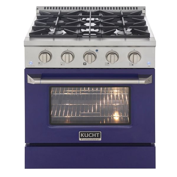 KUCHT 30-in 4 Burners 4.2-ft³ Dual Fuel Freestanding Range Gas Stove and Electric Oven w/ Convection Oven in Blue