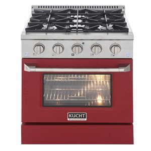 KUCHT 30-in 4 Burners 4.2-ft³ Dual Fuel Freestanding Range Propane Gas Stove and Electric Oven w/ Convection Oven in Red