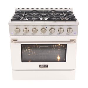 KUCHT 36-in 6 Burners 5.2-ft³ Dual Fuel Freestanding Range Gas Stove and Electric Oven w/ Convection Oven in White