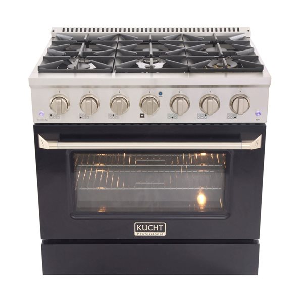 KUCHT 36-in 6 Burners 5.2-ft³ Dual Fuel Freestanding Range Gas Stove and Electric Oven w/ Convection Oven in Black