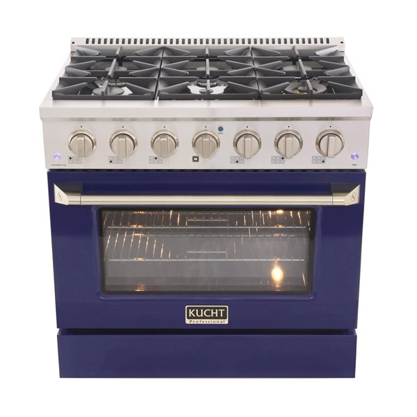 KUCHT 36-in 6 Burners 5.2-ft³ Dual Fuel Freestanding Range Propane Gas Stove & Electric Oven w/ Convection Oven in Blue