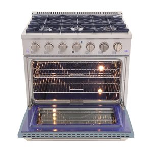 Cuisinière autoportante biénergie propane et électrique KUCHT à 6 brûleurs, 36 po, 5,2 pi³ avec four à convection, blanc