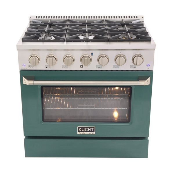 KUCHT 36-in 6 Burners 5.2-ft³ Dual Fuel Freestanding Range Gas Stove and Electric Oven w/ Convection Oven in Green