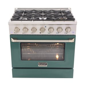 KUCHT 36-in 6 Burners 5.2-ft³ Dual Fuel Freestanding Range Gas Stove and Electric Oven w/ Convection Oven in Green