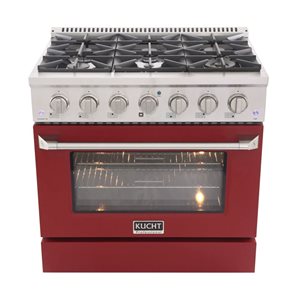 KUCHT 36-in 6 Burners 5.2-ft³ Dual Fuel Freestanding Range Gas Stove and Electric Oven w/ Convection Oven in Red