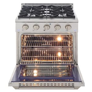 Cuisinière autoportante biénergie propane et convection en acier inoxydable KUCHT 30 po 4,2 pi³, argent