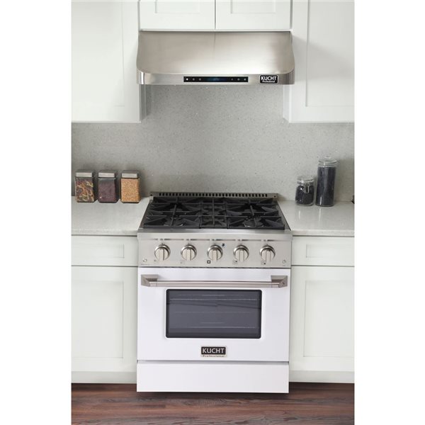 KUCHT 30-in 4 Burners 4.2-ft³ Dual Fuel Freestanding Range Propane Gas Stove & Electric Oven w/ Convection Oven in White