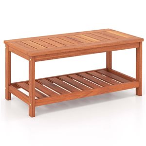 Costway 35.5-in x 18-in 2-Tier  Wood Patio Coffee Table