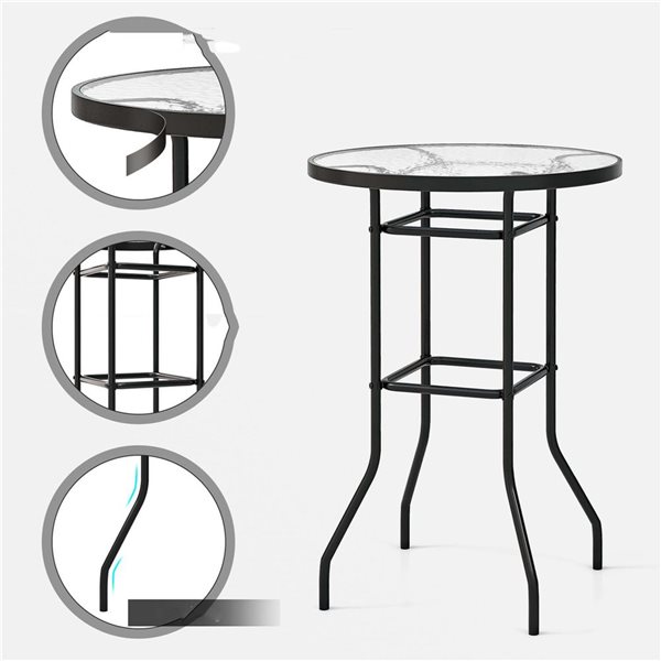 Costway 27-in Tempered Glass Top Round Counter Height Table