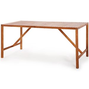 Costway 67-in Acacia Wood Slatted Top Outdoor Dining Table