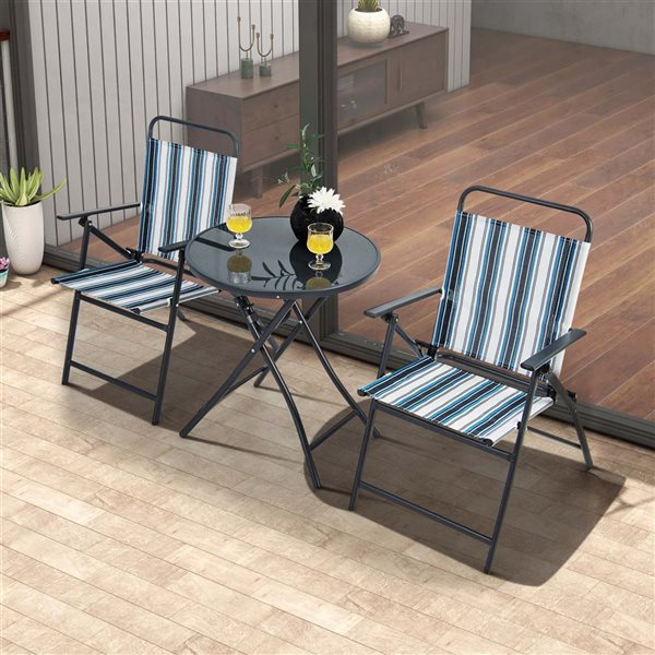 Costway 3-Piece Metal Outdoor Patio Folding Dining Table and Chair Set