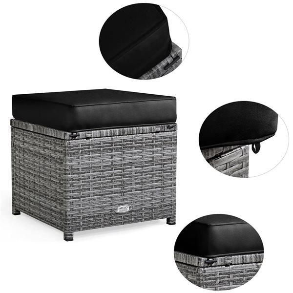 Costway 7-Piece Black Patio Rattan Sectional Sofa Set w/ Table and Ottoman