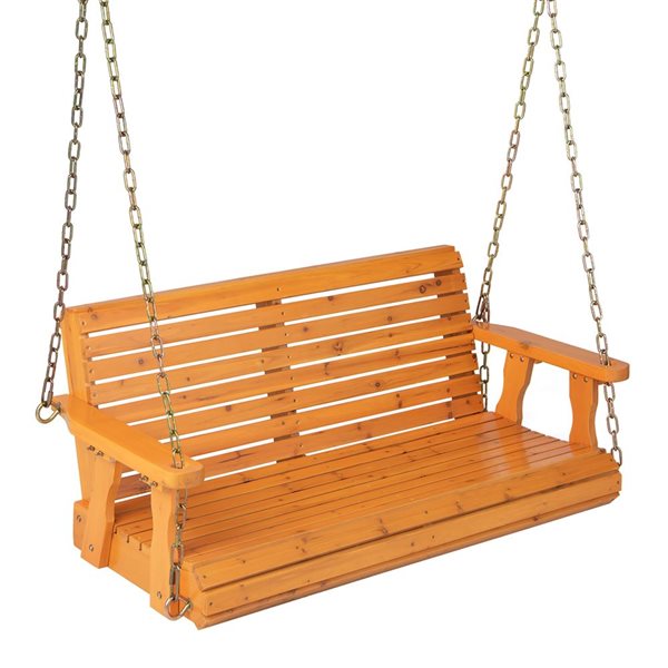 Costway Brown Wood Hanging Porch Swing