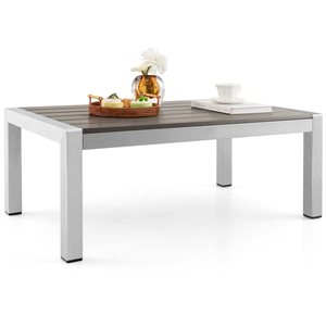 Costway 39.5-in x 24-in Gray Aluminum Patio Coffee Table