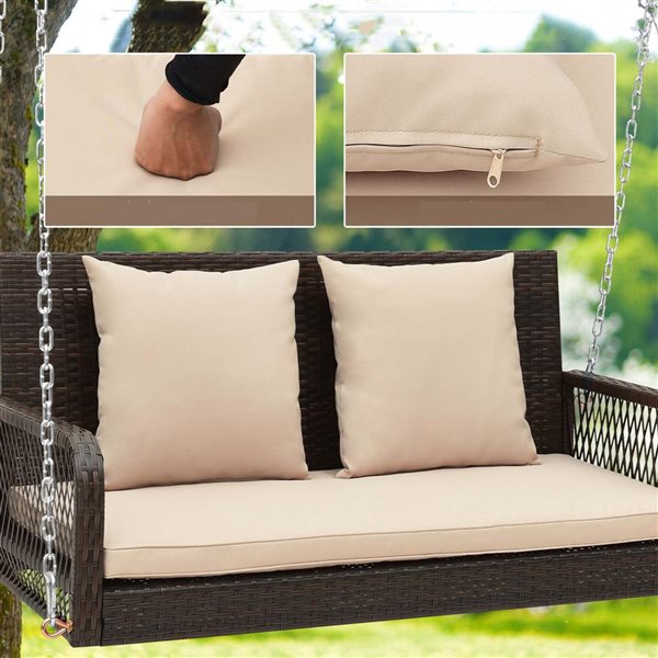 Costway 41.5-in x 20.5-in 2-Seater Beige Hanging Porch Swing