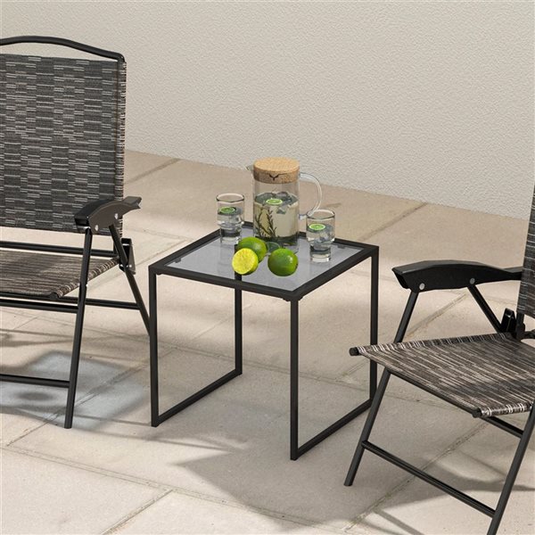 Costway 17-in Tempered Glass Outdoor Side Table