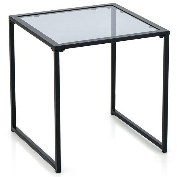 Costway 17-in Tempered Glass Outdoor Side Table