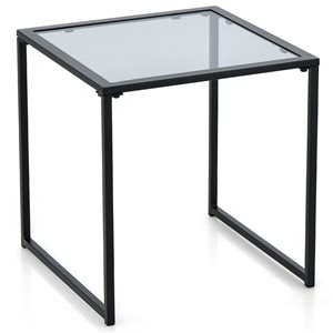 Costway 17-in Tempered Glass Outdoor Side Table