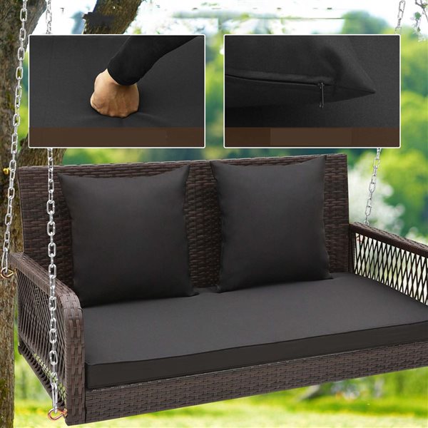 Costway 41.5-in x 20.5-in 2-Seater Black Hanging Porch Swing