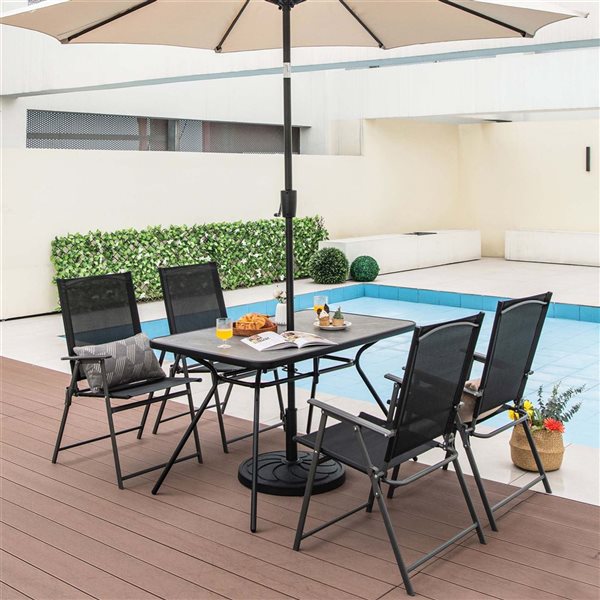 Costway 49-in x 29.5-in Marble-Like Top Patio Table w/Umbrella Hole