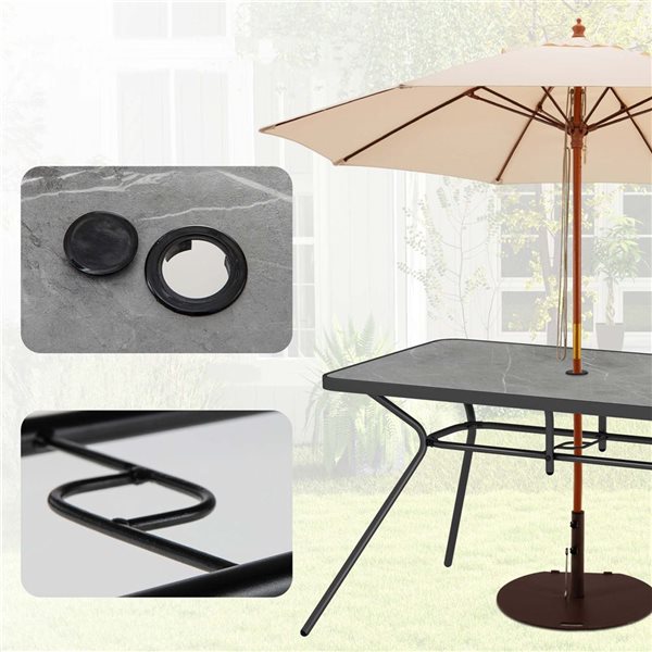 Costway 49-in x 29.5-in Marble-Like Top Patio Table w/Umbrella Hole