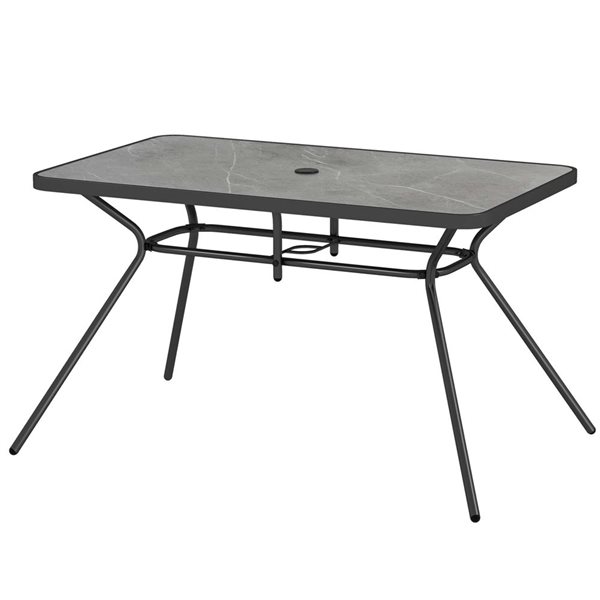 Costway 49-in x 29.5-in Marble-Like Top Patio Table w/Umbrella Hole