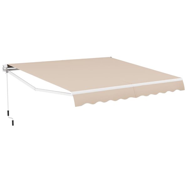 Costway 12-ft x 10-ft Beige Retractable Awning Sunshade Shelter w/ Manuel Crank