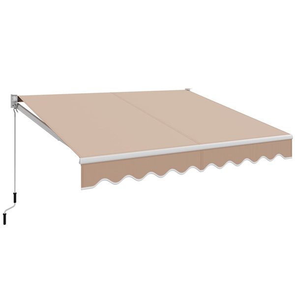 Costway 8-ft x 6.6-ft Beige Retractable Awning Sunshade Shelter w/ Manuel Crank