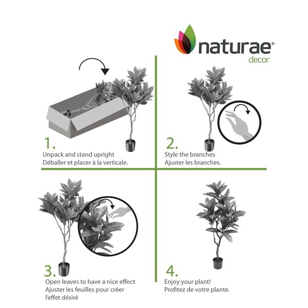 Arbre artificiel croton 49 po h. int./ext. par naturea decor, pot noir