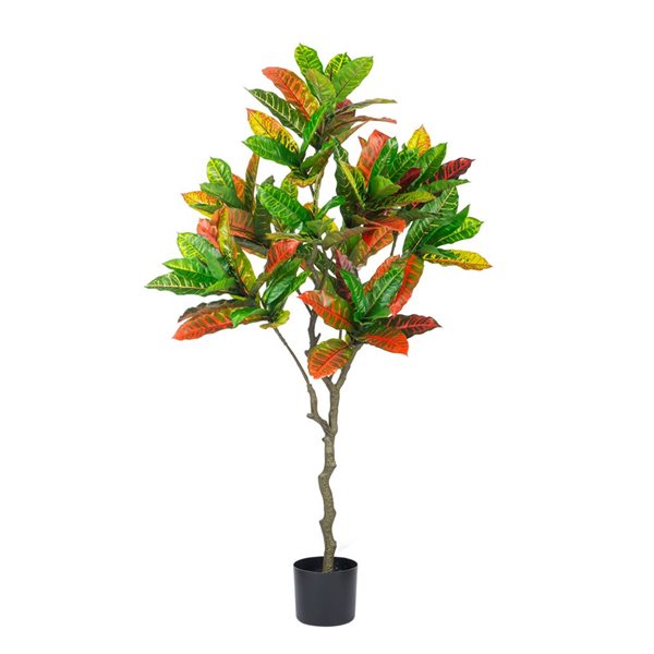 naturae decor 49-in H Indoor/Outdoor Artificial Croton Tree in Black Pot