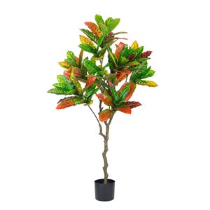 Arbre artificiel croton 49 po h. int./ext. par naturea decor, pot noir