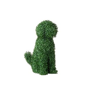 Topiaire de buis synthétique vert 19 po en forme de chien par naturae decor