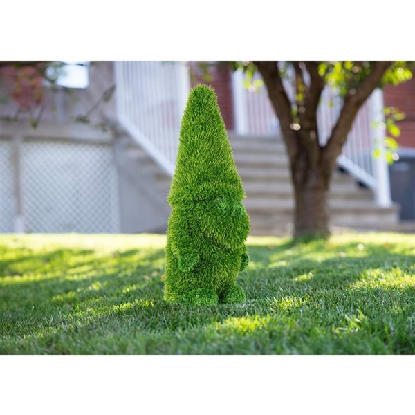 Topiaire de gazon synthétique vert 19 po en forme de nain de jardin par naturae decor